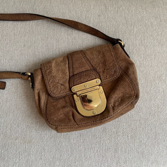 MICHAEL KORS Ostrich Leather Brown Crossbody Bag - Picture 2 of 5